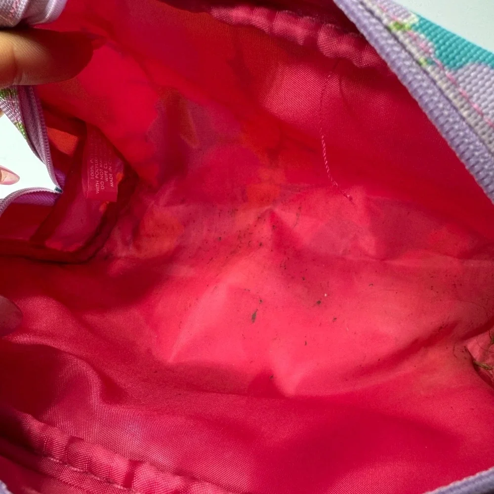 Lilly‎ Pulitzer for Estee Lauder Floral Dragonfly Makeup Bag Teal Pink Gold Trim